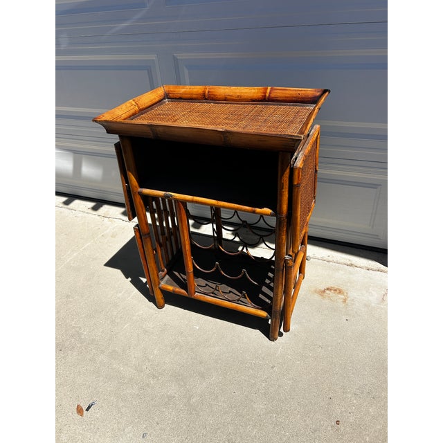 1960s Vintage Bamboo and Rattan Bar Cart For Sale - Image 5 of 6