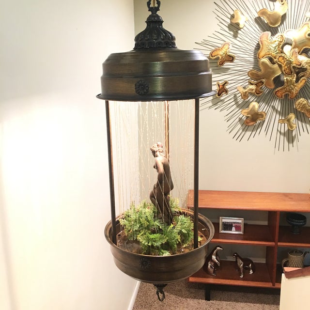 Vintage Swag Oil Rain Lamp With Greek Goddess by Johnson Lighting