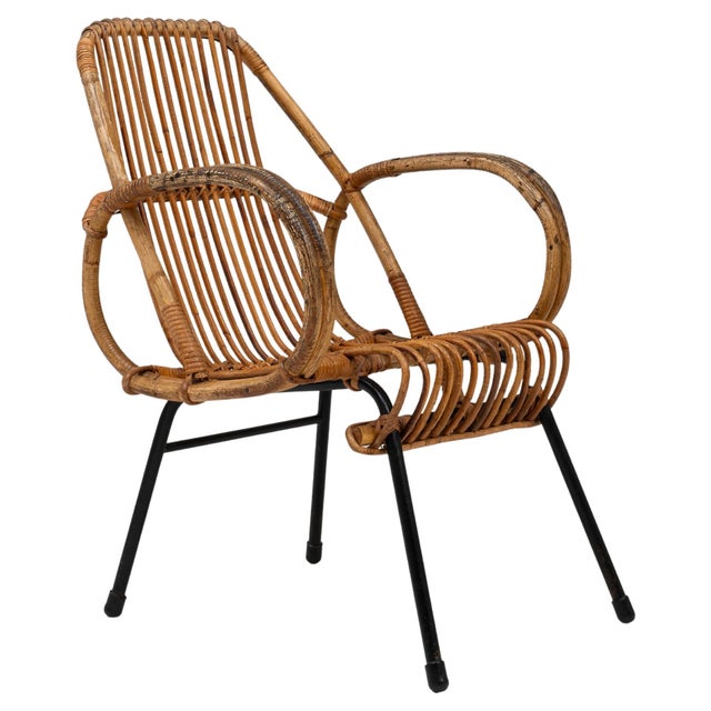 Early 20th Century French Bamboo Armchair With Metal Frame For Sale - Image 15 of 18