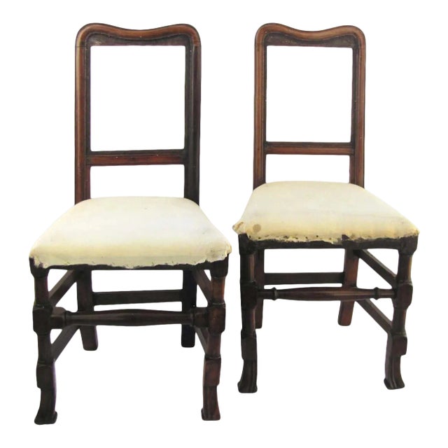 19th Century Country Spanish Foot Side Chairs - a Pair For Sale