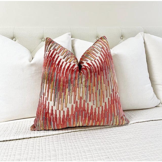 This multicolored terracotta modern abstract zigzag pillow is the perfect combination of contemporary style and earthy...
