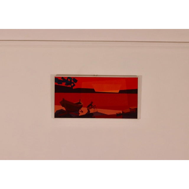 Original swedish oil on canvas – “fisherman” by david i & gösta – signed & framed 62 × 31 cm (24.4" × 12.2") a distinctive...