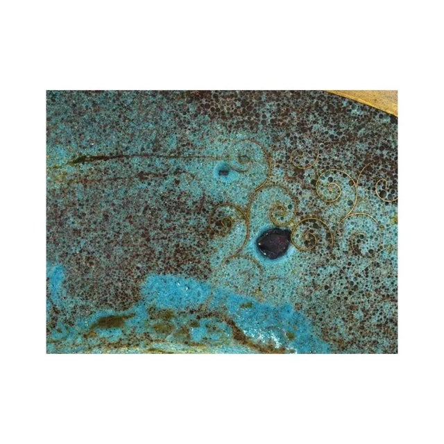 Copper Antique Meiji Large Japanese Cloisonne Enamel Geometric Pattern Plate Charger For Sale - Image 8 of 8