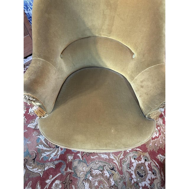 Napoleon III Style Toadstool Armchairs in Two-Tone Velvet, 1960s, Set of 2 For Sale - Image 4 of 9