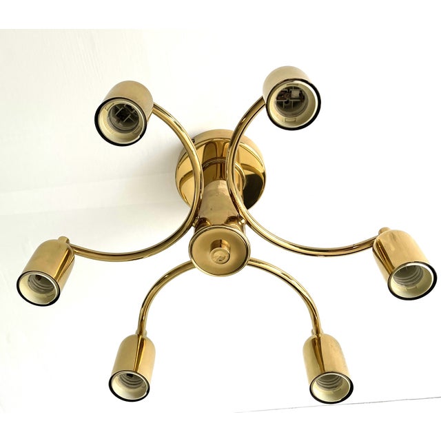 Mid-Century Modern Brass Ceiling Light, Germany, 1970s For Sale - Image 10 of 11