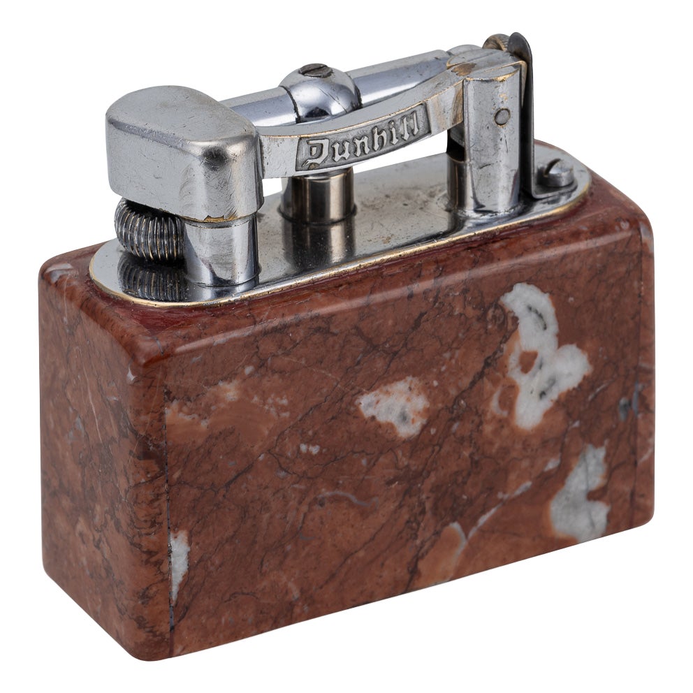 Vintage Italian Pink Marble Dunhill Table Lighter, 1955 | Chairish