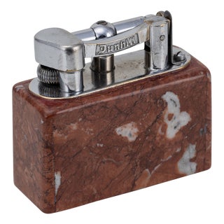 Vintage Italian Pink Marble Dunhill Table Lighter, 1955 For Sale