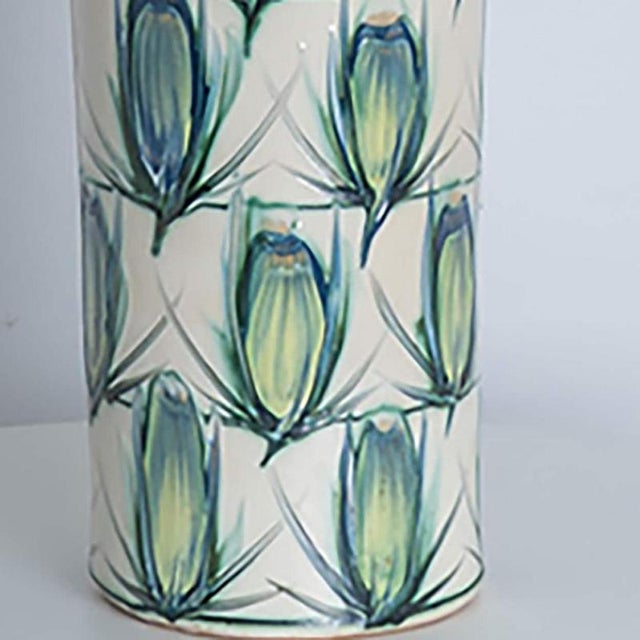 1970s Ceramic Table Lamp with Silk Lampshade by R. Houben, 1970 For Sale - Image 5 of 11