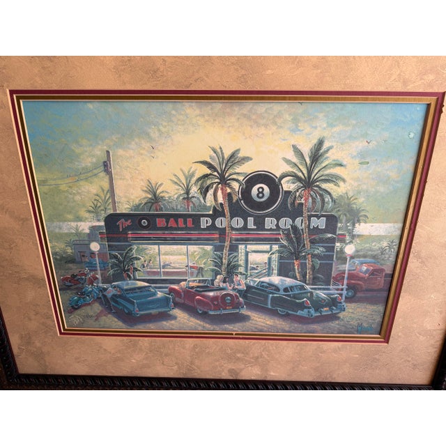 Michael Young Eight Ball Pool Room Lithograph Robin Morris Signed 113/500 Signed and numbered and stamped by Robin Morris...