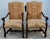 Tan Laneventure Wood Arm Chairs Tudor Style Carved Stretcher Base Vintage Pair For Sale - Image 8 of 12