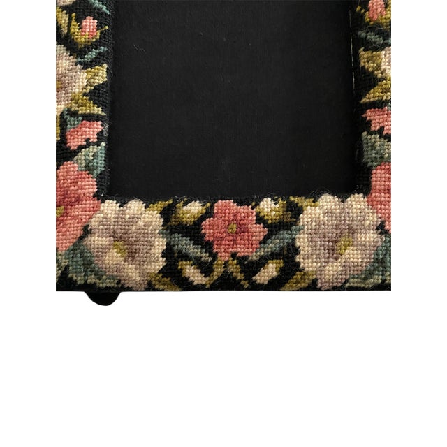 Shabby Chic Floral Needlepoint Picture Frame, 8" X 10" For Sale - Image 3 of 4