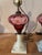 Dark Pink Pair of 19th Century Milk Glass Base Electrified Oil Lamps For Sale - Image 8 of 9