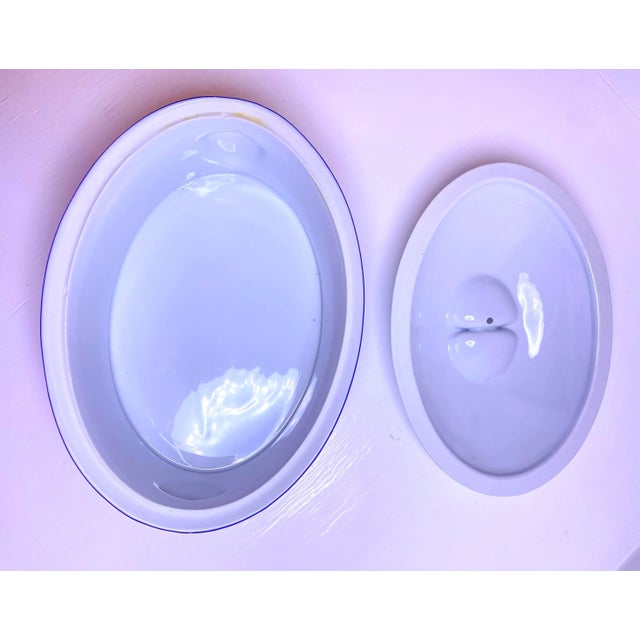 1980s Blue Gingham by Philippe Deshoulieres French Country Casserole Dish For Sale - Image 4 of 10