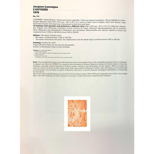 Modern Andre Masson 25x19in Etching Hand Signed & Numbered "Arc" For Sale - Image 4 of 9