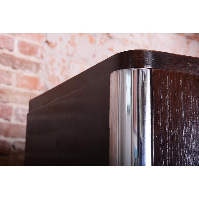 Bauhaus Czech Bauhaus Wardrobe in Chrome, Steel and Oak by Vichr a Spol, 1930s For Sale - Image 3 of 17