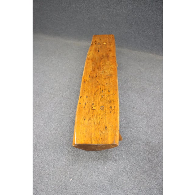 Brown Oak Live Edge Slab Bench For Sale - Image 8 of 12