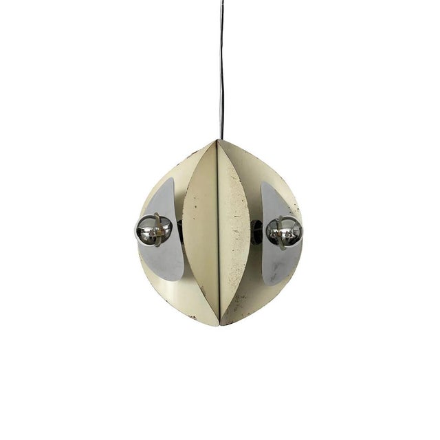 Metal Italian Space Age Chrome and Enamel Pendant attributed to Goffredo Reggiani, 1970s For Sale - Image 7 of 7
