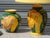 Set of three glazed ceramic pieces by the drimmer factory. Made in the 1980s, attributed to the "nymph of the wave"...