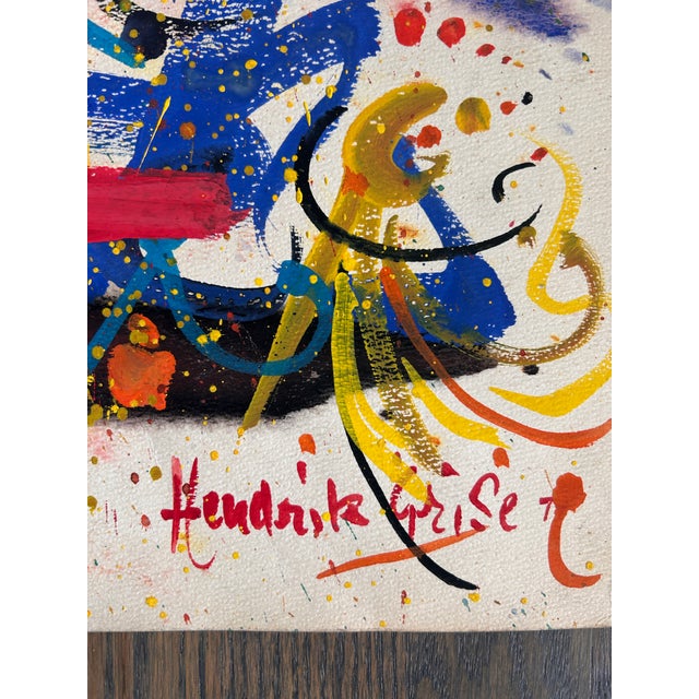 1970s Hendrik Grise Original Signed Abstract Expressionist Painting For Sale - Image 5 of 7