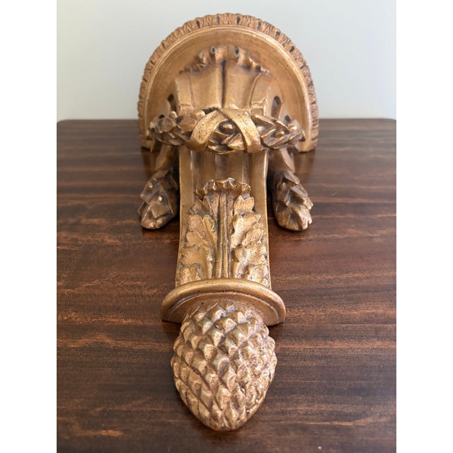 Large Italian Neoclassical Gilt Foliate Wall Sconce Shelves by Borghese, Pair For Sale - Image 10 of 13