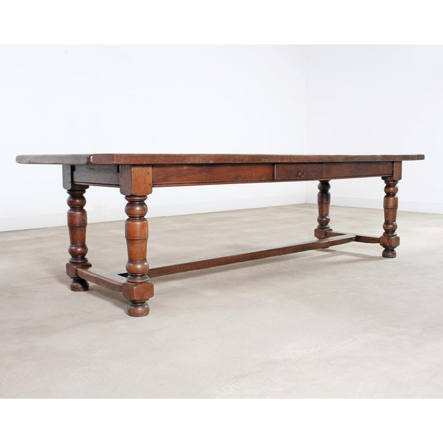 Late 19th Century Country French Provincial Oak Farmhouse Dining Table 9 Ft For Sale - Image 5 of 18