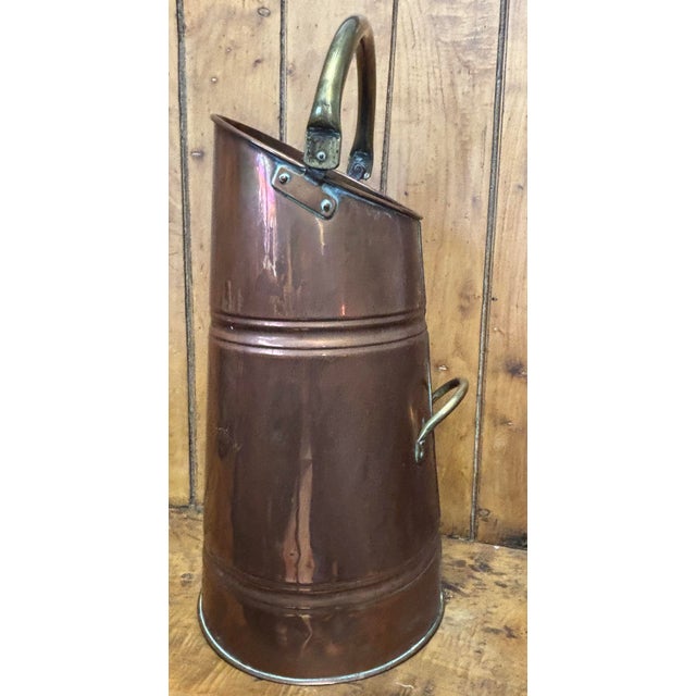 Antique English Copper and Brass Coal Scuttle For Sale - Image 9 of 11