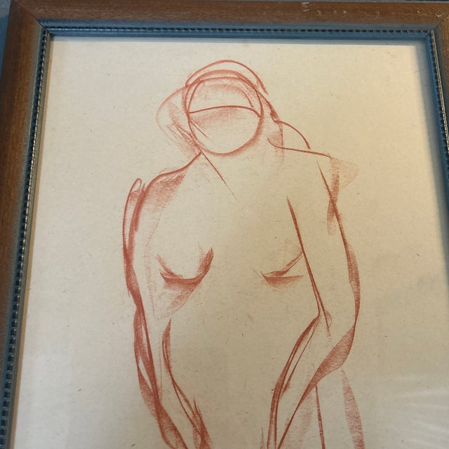 1940’s original abstract sepia nude figure study drawing. Measures 11x15 or 13x17 framed. Check out my shop Robins Egg...