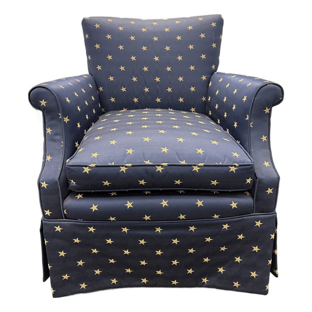 Attributed to Ralph Lauren Club Chair in Iconic Star-Pattern Fabric For Sale