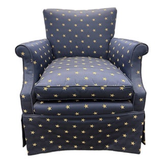 Ralph Lauren Style Club Chair – Iconic Star Fabric, Designer Statement, Priced to Sell For Sale