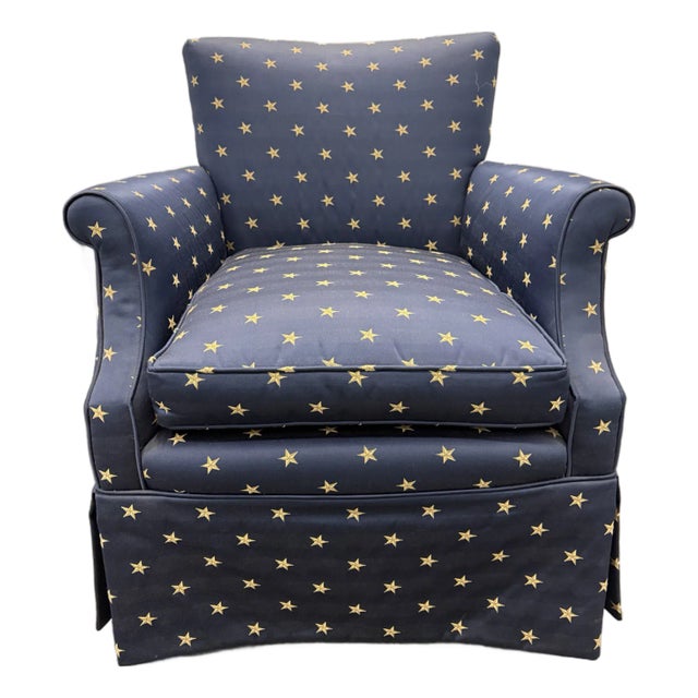 Ralph Lauren Style Club Chair – Iconic Star Fabric, Designer Statement, Priced to Sell For Sale