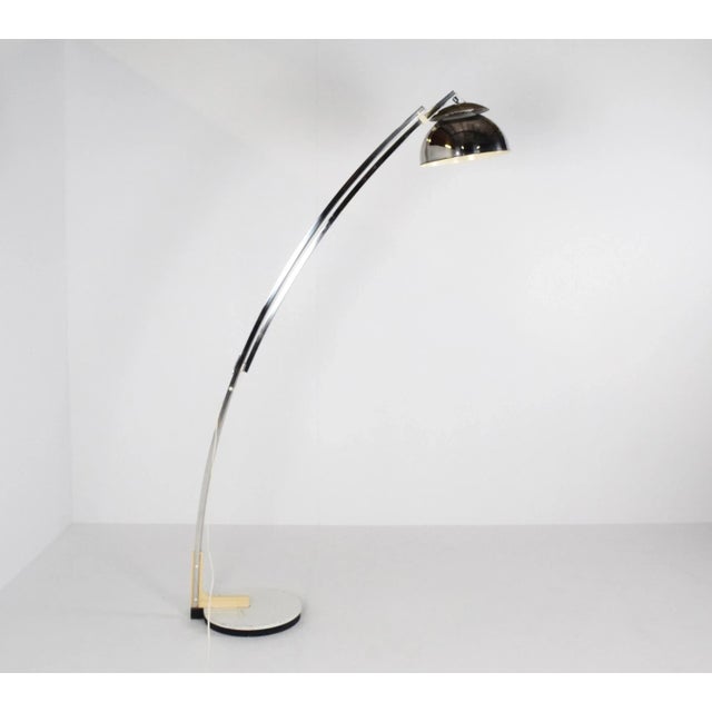 Silver Italian Adjustable Arc Floor Lamp in Chrome by Goffredo Reggiani for Reggiani, 1970s For Sale - Image 8 of 8