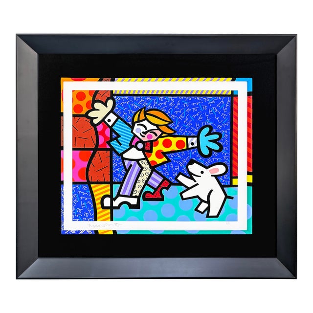 Romero Britto, Brendan and the Wishing Dog (Custom Framed Hand Signed Screen Print), 1996 For Sale