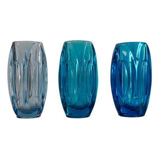Mid-Century Glass Vases by Rudolf Schrötter for Sklo Union, 1950s. Set of 3 For Sale