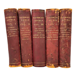 Late 19th Century Waverley Novels by Sir Walter Scott, Bart. Antique - Set of 5 Books