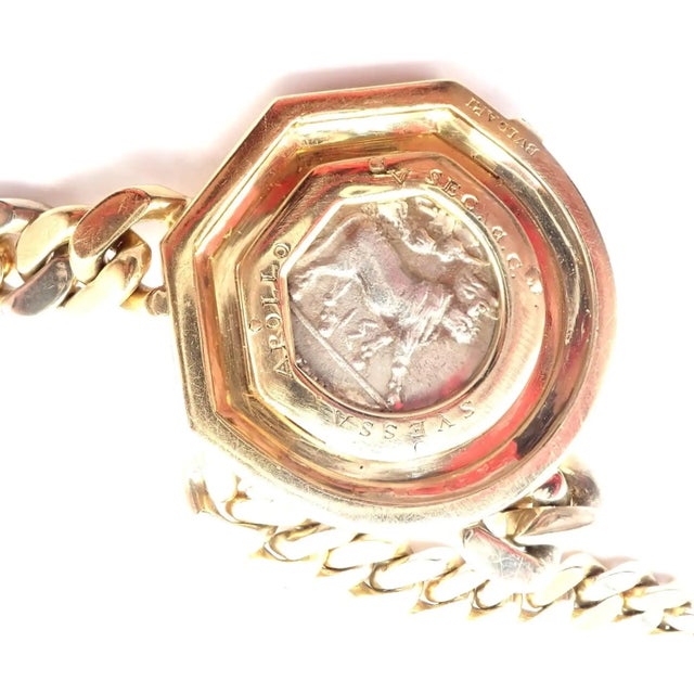 Bulgari Antique Coin Monete Diamond Yellow & White Gold Link Chain Necklace For Sale - Image 12 of 17