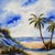 2000 - 2009 Coastal Palm Tree Beach Original Painting in Gold Frame For Sale - Image 5 of 12