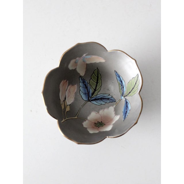 Pink Vintage Japanese Porcelain Floral Bowl For Sale - Image 8 of 11