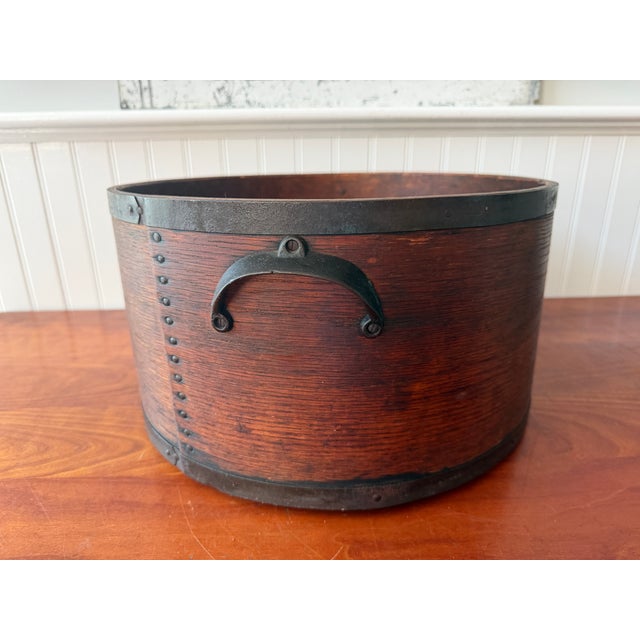 Large Antique New England Wooden Dry Measure by Daniel Cragin, Wilton, New Hampshire – Primitive Grain Measure With Forged Iron Handles For Sale - Image 9 of 16