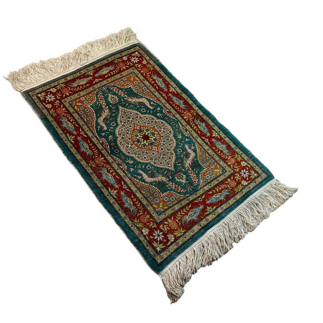 1960s Vintage Turkish Hereke Silk Country Home Rug, 1960s For Sale - Image 5 of 16