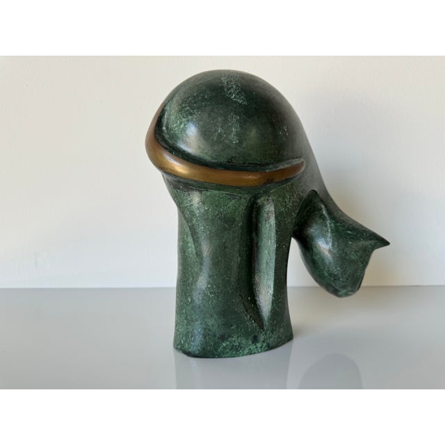 Vintage M. Zettel Modernist Art Cubist Abstract Bronze Cat Sculpture ...