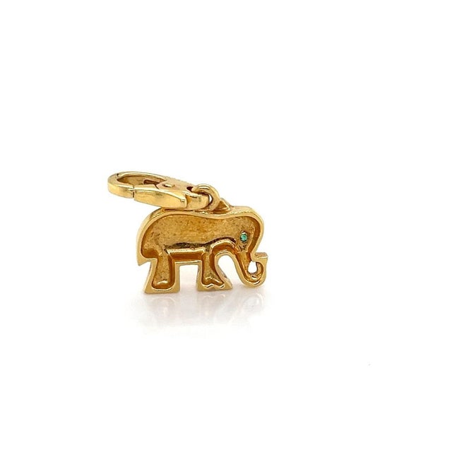 Contemporary Cartier 18k Yellow Gold Emerald Elephant Charm Pendant For Sale - Image 3 of 8