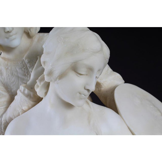P. Emilio Fiaschi, The Artist's Muse, 19th Century, Large Alabaster Sculpture For Sale - Image 5 of 18