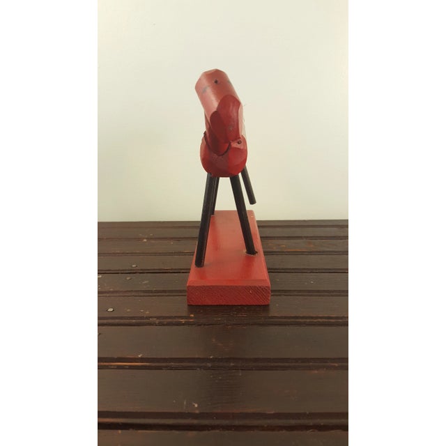 American 1960s Folk Art Sub-Station Red Wood Horse For Sale - Image 3 of 6
