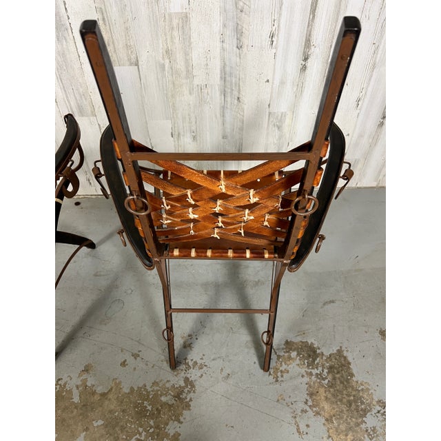 1960s Italian Belt Strap Leather Arm Chairs by Alberto Marconetti- a Pair For Sale - Image 10 of 13