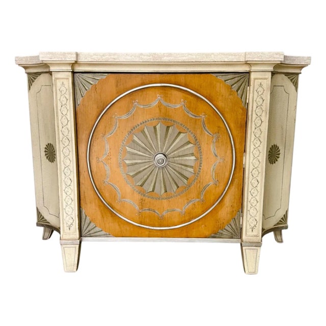 Late 20th Century Italian Neoclassical Style Hand-Painted Console Cabinet or Commode For Sale