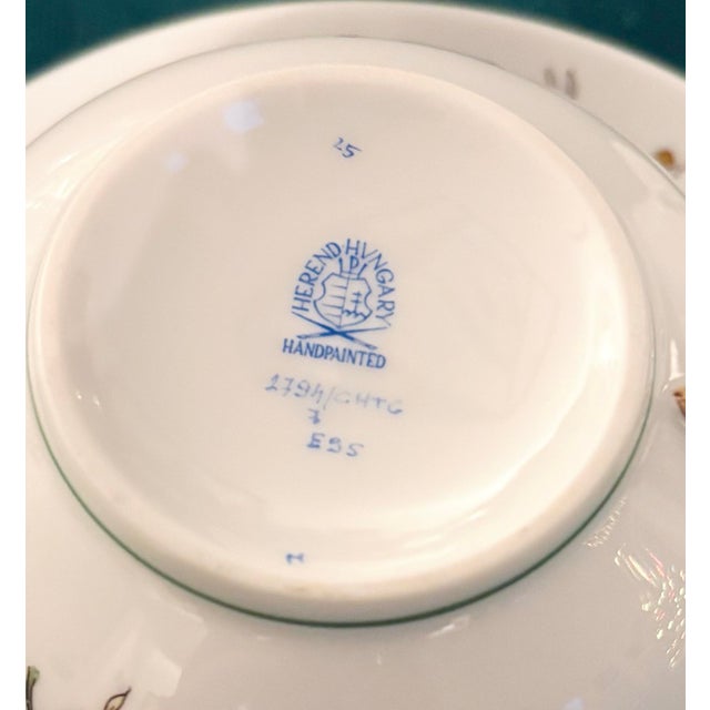 Vintage Set of 4 Herend Hungary Handpainted Forest Animal Pattern 8 oz.Tea/Coffee Cups & Saucers- 2 Stag/Deer, 1 Fox and 1 Hare For Sale - Image 12 of 12