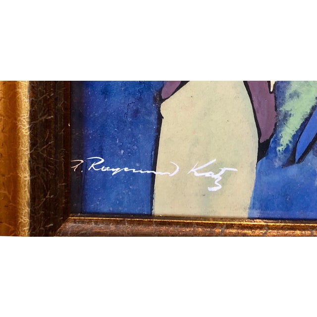 Alexander Raymond Katz, Chicago Jewish Modernist Judaica Painting Simchat Torah WPA Artist Israeli Flags, c.1940s For Sale In Miami - Image 6 of 6