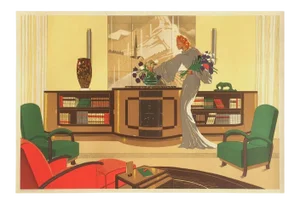 1980s After Charley Garry Elegance Art Deco Lithograph Poster Reissue