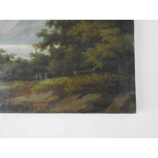 Late 19th Century Continental Mountain Lake Landscape Painting For Sale - Image 4 of 7