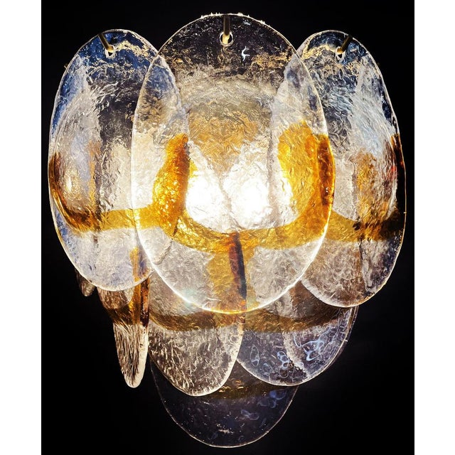 Vintage Italian Murano Wall Lights in Trasparent and Amber Glass, 1970, Set of 2 For Sale - Image 15 of 18